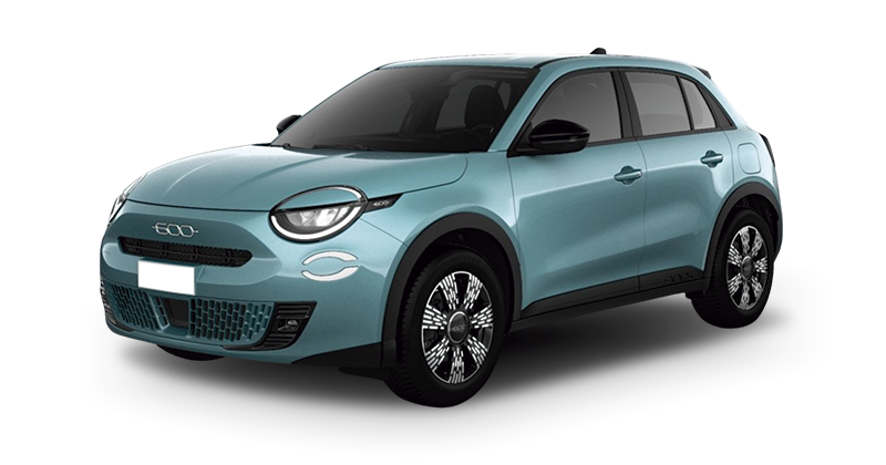 Renting Coches Fiat 600-1.2 MHEV ICON DDCT Azul Ottanio, Negro, Blanco